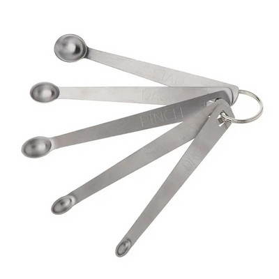 5db/készlet rozsdamentes acél mini mérőkanál tartós otthoni szósz evőeszköz tartozék