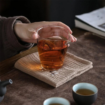 Ръчно бродирана памучна ленена кърпа за чай Чаена маса Удебелена абсорбираща кърпа за чай Китайски кунг-фу аксесоари за чаена церемония