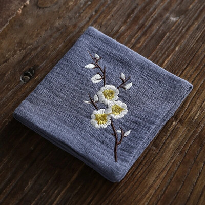 Rankomis išsiuvinėtas medvilninis lininis rankšluostis arbatos staliukas sutirštintas sugeriantis arbatos audinys Kinų kung fu arbatos ceremonijos priedai