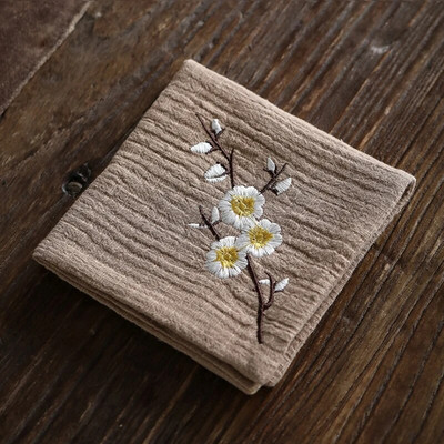 Rankomis išsiuvinėtas medvilninis lininis rankšluostis arbatos staliukas sutirštintas sugeriantis arbatos audinys Kinų kung fu arbatos ceremonijos priedai