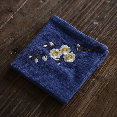 Rankomis išsiuvinėtas medvilninis lininis rankšluostis arbatos staliukas sutirštintas sugeriantis arbatos audinys Kinų kung fu arbatos ceremonijos priedai