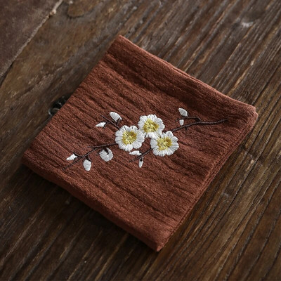 Rankomis išsiuvinėtas medvilninis lininis rankšluostis arbatos staliukas sutirštintas sugeriantis arbatos audinys Kinų kung fu arbatos ceremonijos priedai