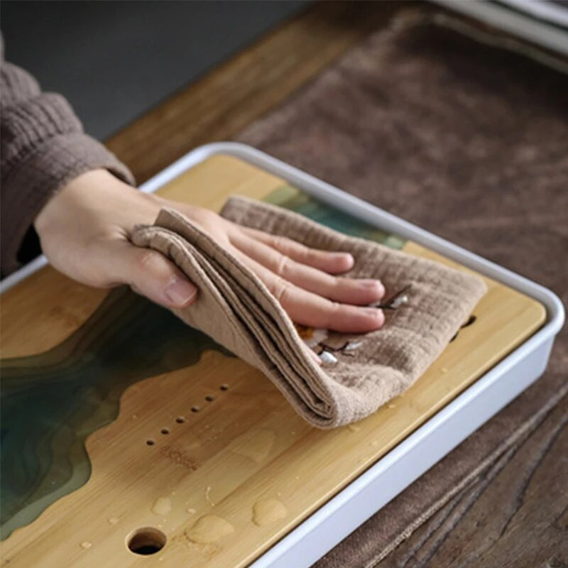 Rankomis išsiuvinėtas medvilninis lininis rankšluostis arbatos staliukas sutirštintas sugeriantis arbatos audinys Kinų kung fu arbatos ceremonijos priedai