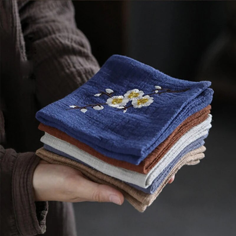 Rankomis išsiuvinėtas medvilninis lininis rankšluostis arbatos staliukas sutirštintas sugeriantis arbatos audinys Kinų kung fu arbatos ceremonijos priedai