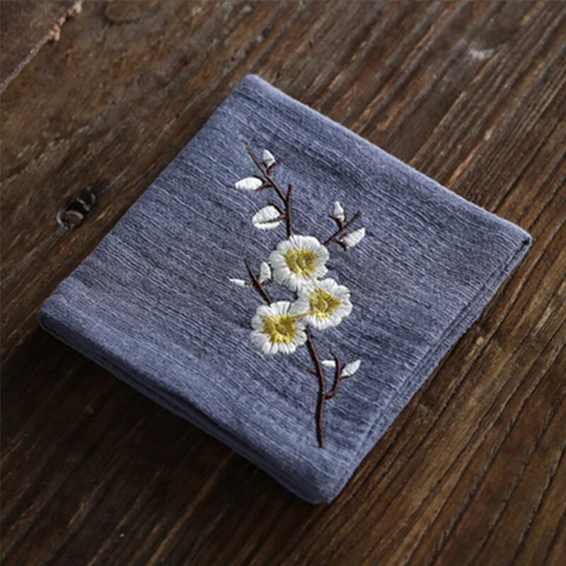 Rankomis išsiuvinėtas medvilninis lininis rankšluostis arbatos staliukas sutirštintas sugeriantis arbatos audinys Kinų kung fu arbatos ceremonijos priedai