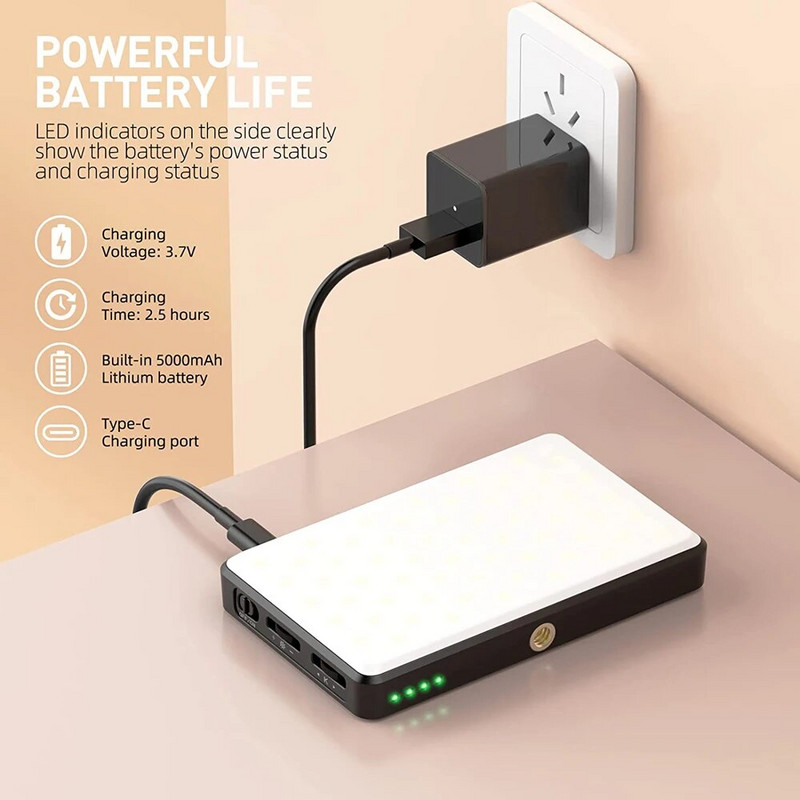 120 LED telefono lemputė asmenukių šviesa 3000 mah įkraunama klipų vaizdo lemputė, skirta iPhone iPad kamerai nešiojamam kompiuteriui Samsung telefonams asmenukės