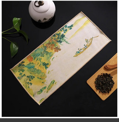 Kiniškas profesionalus skuduru dažytas storas arbatos rankšluostis, puikiai sugeriantis, aukščiausios klasės arbatos valymo rinkinys, puodelio kilimėlio priedai