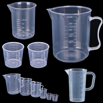 1PC Прозрачна пластмасова градуирана мерителна чаша за печене Бехерова чаша Течна прозрачна мерителна кана Контейнер 30 ml / 50 ml / 500 ml / 1000 ml