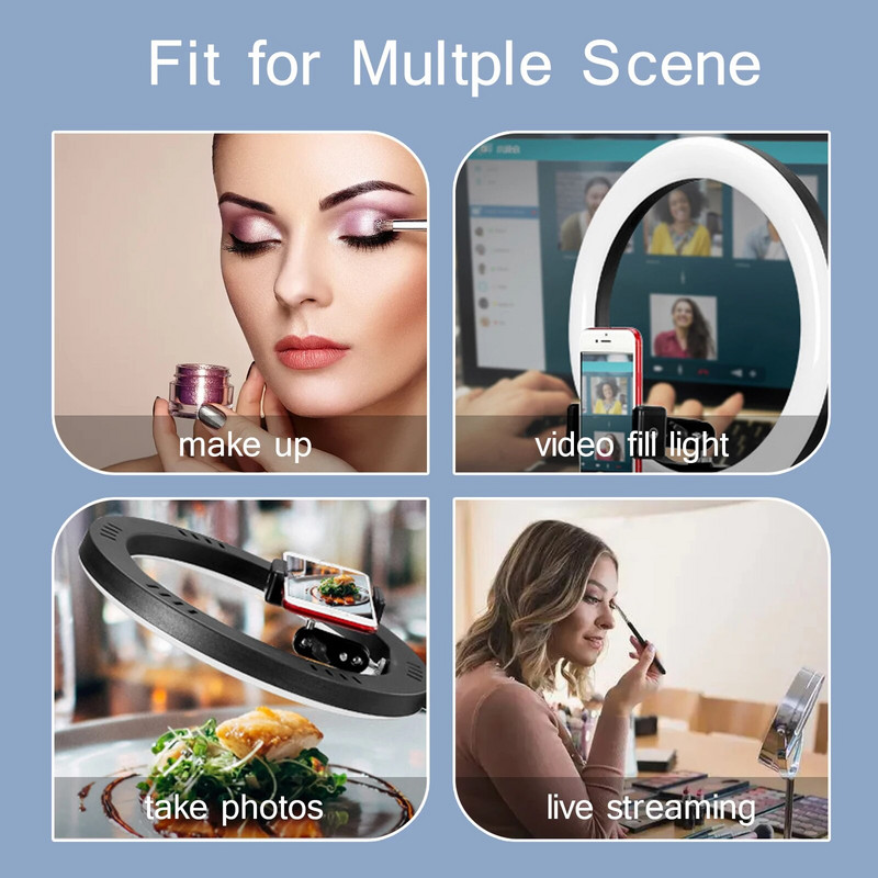 26 CM fotografijos apšvietimas Telefono žiedinio žibinto trikojo stovas Nuotraukų LED asmenukės nuotolinio užpildymo žiedo lempos vaizdo įrašas Youtube Live COOK