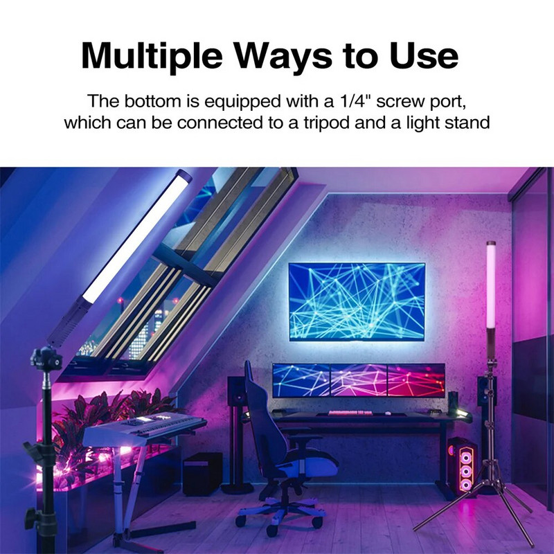 Nauja RGB Stick Light Wand rankinė vamzdinė lemputė LED vaizdo lemputė 3000K-6000K 2600mAh fotografijos apšvietimo užpildymo lempa