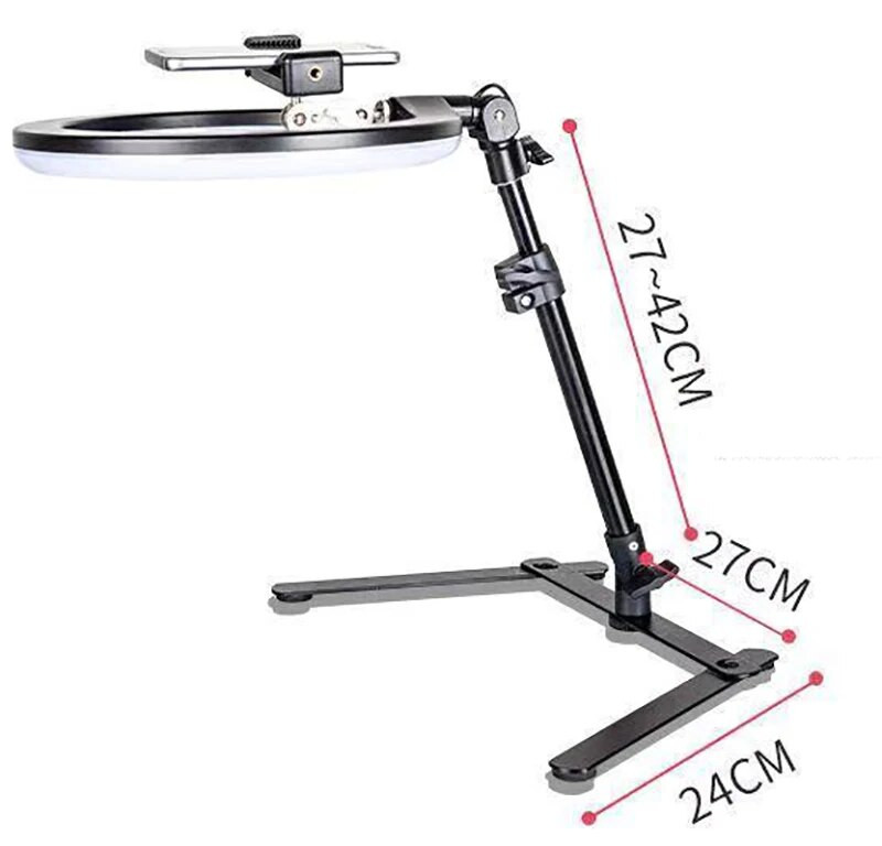 Žiedinė lemputė su stovu asmenukės žiedo lemputė, skirta telefono LED dešiniajai lemputei su trikojo Beringo šviesos apšvietimu apvali žiedinė lempa fotografavimui