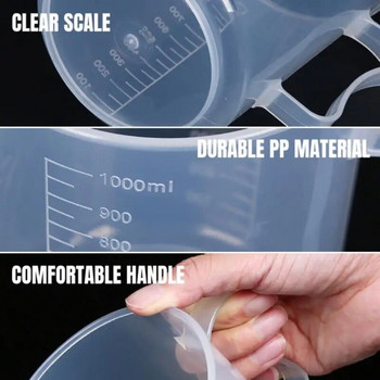 ml Пластмасова градуирана мерителна чаша Контейнер за течности Епоксидна смола Инструмент за правене на силикон Прозрачна чаша за смесване
