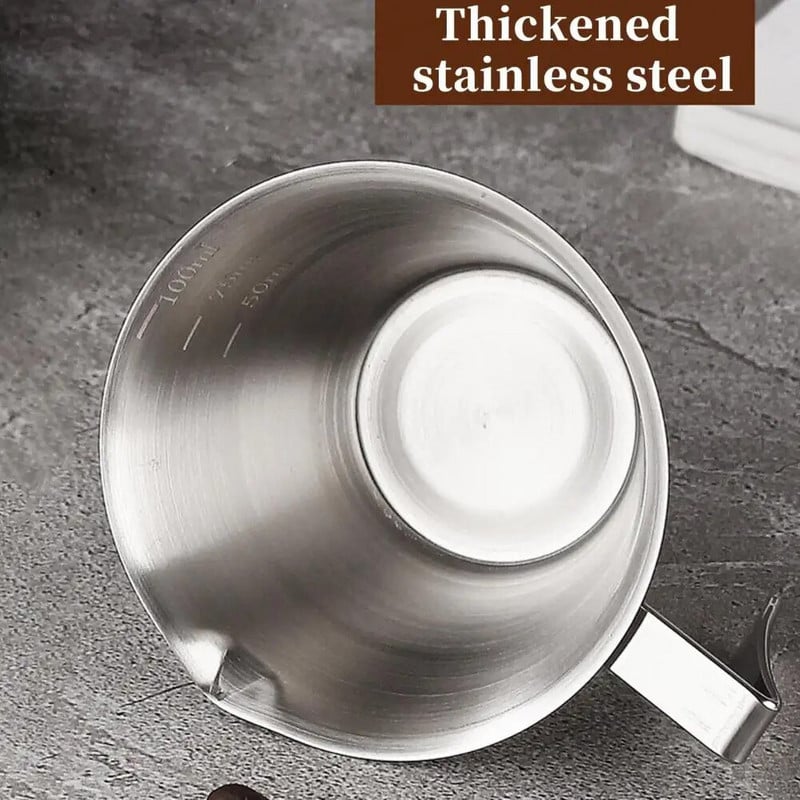 304 nerūdijančio plieno kavos matavimo puodelis 100 ml su skalės žyma Ergonomiškos rankenos dizaino Espresso Shot puodelis indaplovės virtuvės įrankis