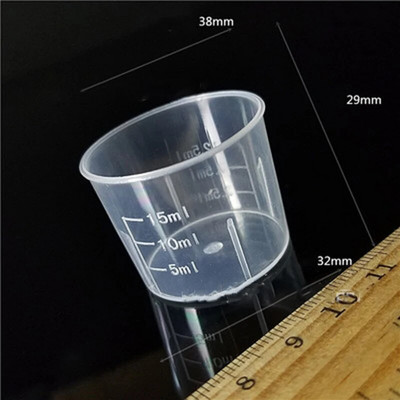 10 buc, 15 ml/30 ml, plastic transparent, cupă dublă de măsurare pentru medicamente 15 ml/30 ml pentru măsurarea cantităților mici de lichide