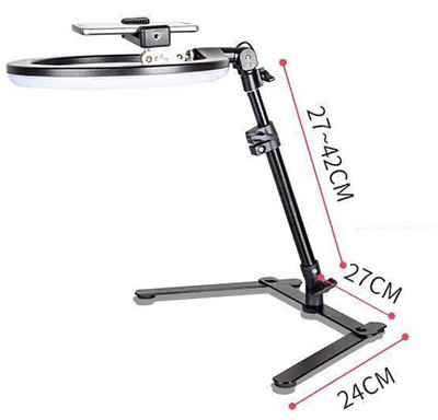 Stalinis viršutinis trikojis, skirtas filmuoti su LED žiedine lempa Stalinis stovas su mobiliojo telefono laikikliu, skirtas nagams