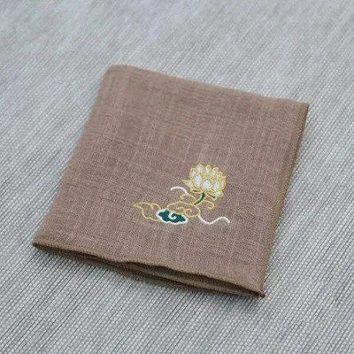 Κεντημένη πετσέτα τσαγιού από βαμβάκι και λινό Πετσέτα τσαγιού που απορροφά νερό Παχύ τετράγωνο Zen Πετσέτα τσαγιού Ιαπωνικά εργαλεία τσαγιού Kung Fu LE774