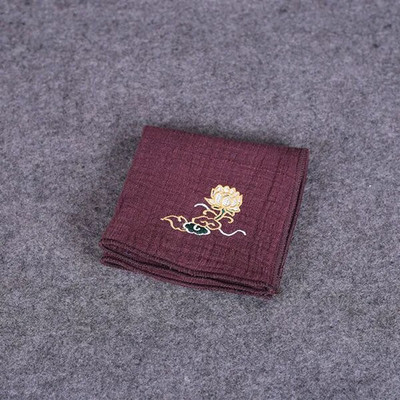 Κεντημένη πετσέτα τσαγιού από βαμβάκι και λινό Πετσέτα τσαγιού που απορροφά νερό Παχύ τετράγωνο Zen Πετσέτα τσαγιού Ιαπωνικά εργαλεία τσαγιού Kung Fu LE774