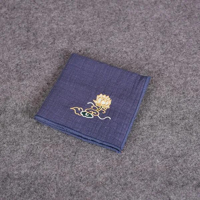 Κεντημένη πετσέτα τσαγιού από βαμβάκι και λινό Πετσέτα τσαγιού που απορροφά νερό Παχύ τετράγωνο Zen Πετσέτα τσαγιού Ιαπωνικά εργαλεία τσαγιού Kung Fu LE774