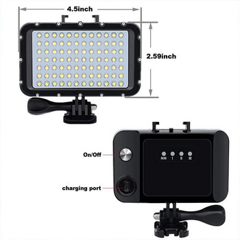 84 Φωτογραφικός φωτισμός LED για κάμερα SLR 50M Αδιάβροχη λάμπα κατάδυσης LED νύχτας για Gopro Hero 12 1110 9 8 5/6/7