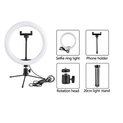 „Selfie Ring“ LED lempos fotografinis apšvietimas su metaliniu fotografijos trikojo stovo telefono laikikliu, reguliuojamu „Youtube TikTok Video“