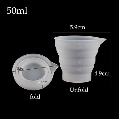 50–500 ml sulankstomas silikoninis matavimo puodelis Daugiarūšis nešiojamasis skysčių konteineris silikoninis maišymo puodelis, skirtas „pasidaryk pats“ epoksidinės dervos papuošalams