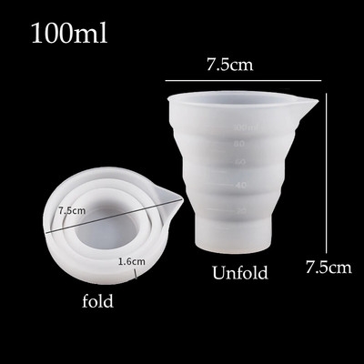 50–500 ml sulankstomas silikoninis matavimo puodelis Daugiarūšis nešiojamasis skysčių konteineris silikoninis maišymo puodelis, skirtas „pasidaryk pats“ epoksidinės dervos papuošalams