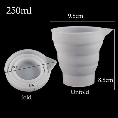 50–500 ml sulankstomas silikoninis matavimo puodelis Daugiarūšis nešiojamasis skysčių konteineris silikoninis maišymo puodelis, skirtas „pasidaryk pats“ epoksidinės dervos papuošalams