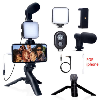 Smartphone Vlogging Kit iPhone Androidhoz Tripod Mini Microphone Starter Vlog készlettel a TikTok Live Stream Video YouTube számára