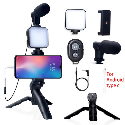 Smartphone Vlogging Kit iPhone Androidhoz Tripod Mini Microphone Starter Vlog készlettel a TikTok Live Stream Video YouTube számára