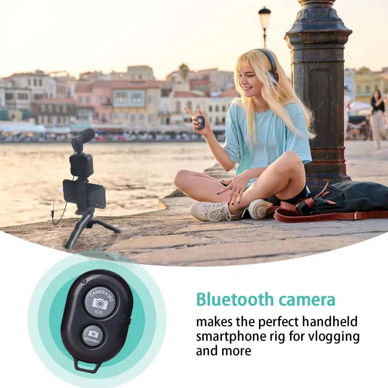 Smartphone Vlogging Kit iPhone Androidhoz Tripod Mini Microphone Starter Vlog készlettel a TikTok Live Stream Video YouTube számára