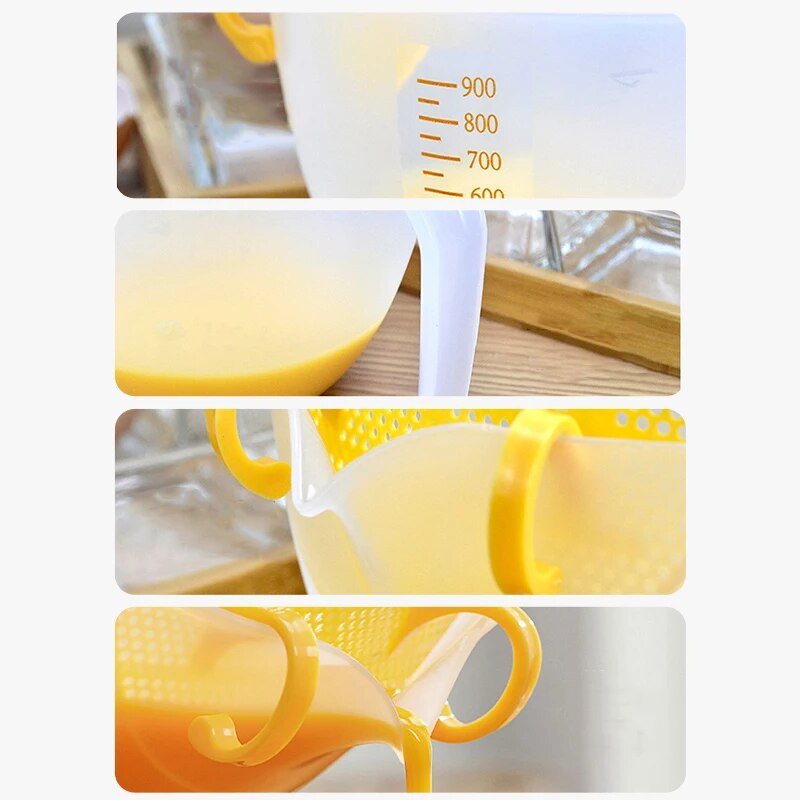 Kepimo įrankių matavimo puodelis Svarstyklių linija Kiaušinių juostos filtras Plakimo taurė 1 litro didelės talpos matuoklis Matavimo puodelis Virtuvės įrankiai
