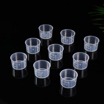100 бр. 10 ml мерителни чаши за еднократна употреба Удебелени прозрачни пластмасови течни обемни мерителни чаши за силиконова форма от епоксидна смола