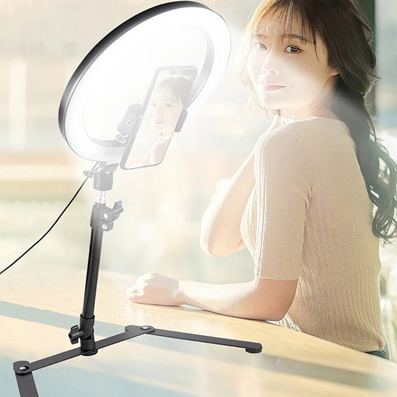 HKNZ 26CM Φωτισμός Φωτογράφησης Τηλεφώνου Δαχτυλίδι Φωτιστικό Τρίποδα Βάση Φωτογραφία Led Selfie Φωτιστικό Δαχτυλίδι Φωτιστικό Βίντεο Youtube Ζωντανά ΜΑΓΕΙΡΑΣ