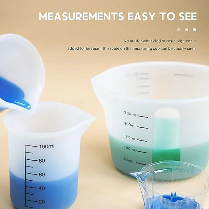 Silikoninis matavimo puodelis su skaidraus mastelio, maisto kokybės, patvarus, nepridegantis „pasidaryk pats“ pyragas, epoksidinės dervos papuošalai, virtuvės kepimo įrankiai