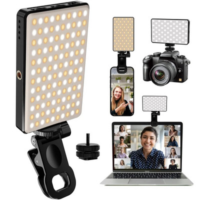 LED светлина за селфи 3000 Mah 120 LED акумулаторна лампа за телефон Щипка 3 светлинни режима Ring Light за телефон iPad Камера Лаптоп Selfie