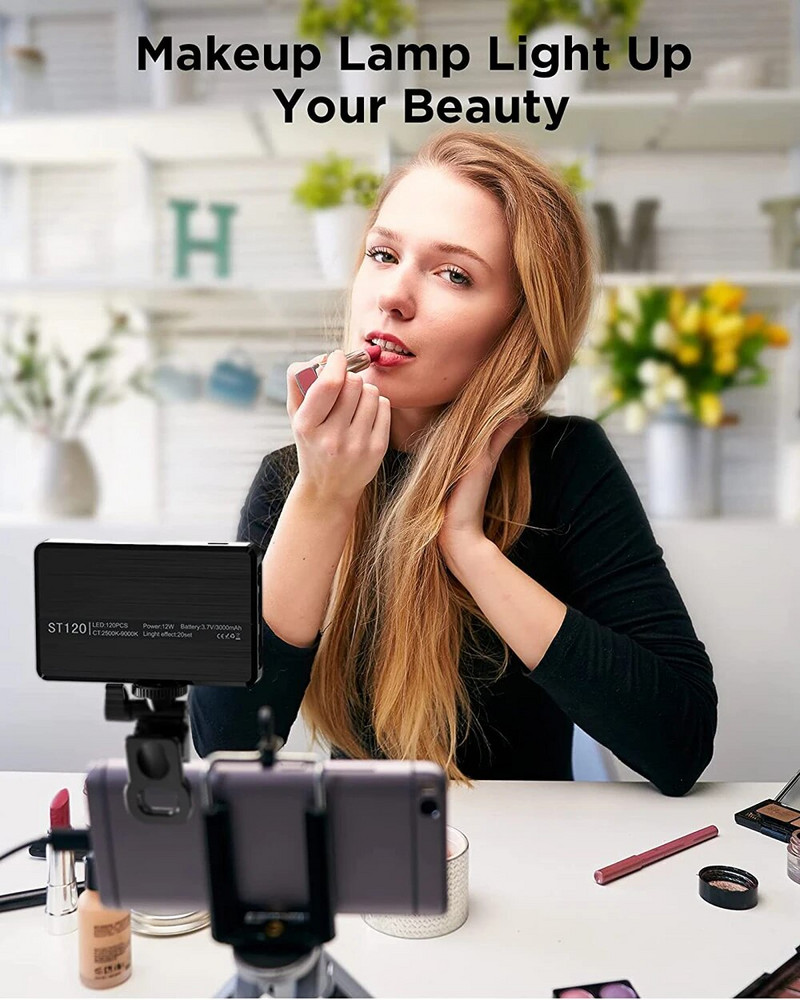 LED asmenukės lemputė 3000Mah 120 LED įkraunama telefono lemputė, 3 šviesos režimų žiedo lemputė, skirta telefonui iPad fotoaparato nešiojamojo kompiuterio asmenukė