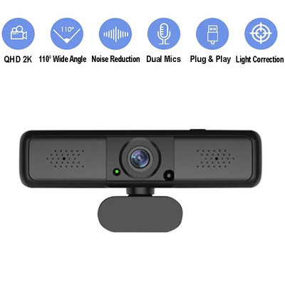 USB webkamera 4 millió pixeles QHD PC 2K webkamera autofókuszos laptop asztali irodai megbeszéléshez otthoni mikrofonnal HD 1080p webkamerával