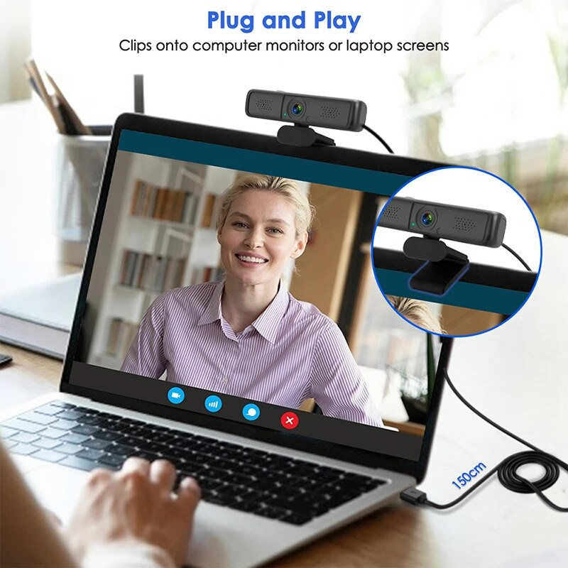 USB žiniatinklio kamera 4 milijonai pikselių QHD PC 2K internetinė kamera automatinio fokusavimo nešiojamasis kompiuteris, skirtas biuro susitikimams namuose su mikrofonu HD 1080p žiniatinklio kamera