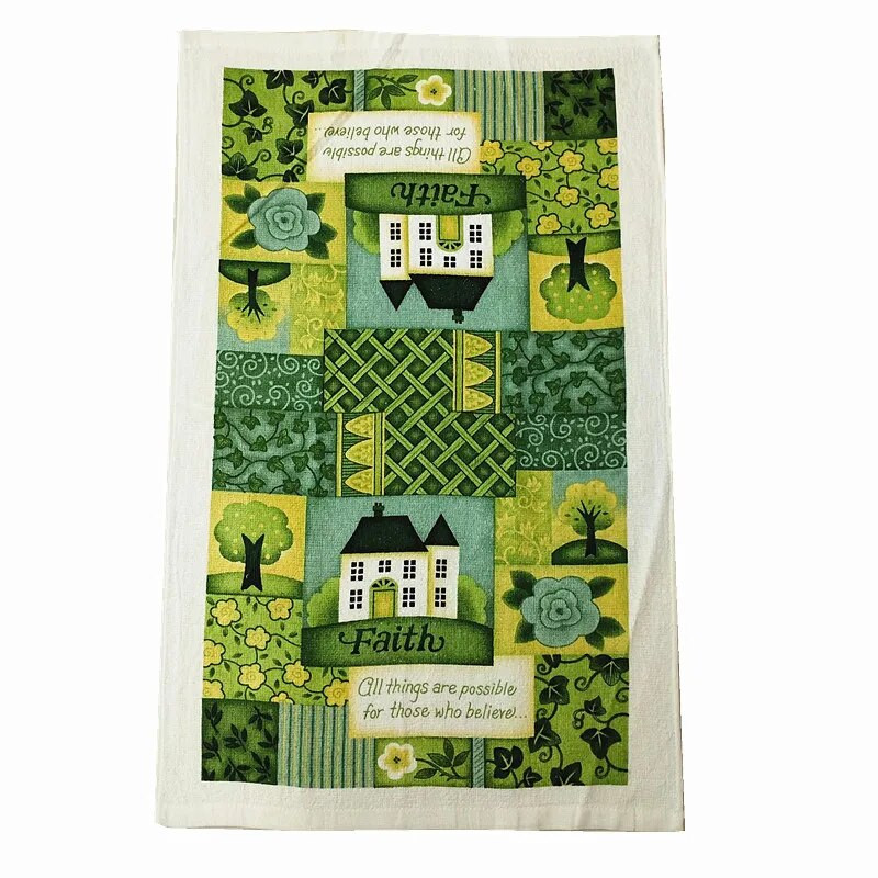 1vnt 38x63cm vintažinis spalvingas namas spausdintas medvilninis arbatos rankšluostis virtuvės indų šluostės valymo priemonė Naujųjų metų dovana