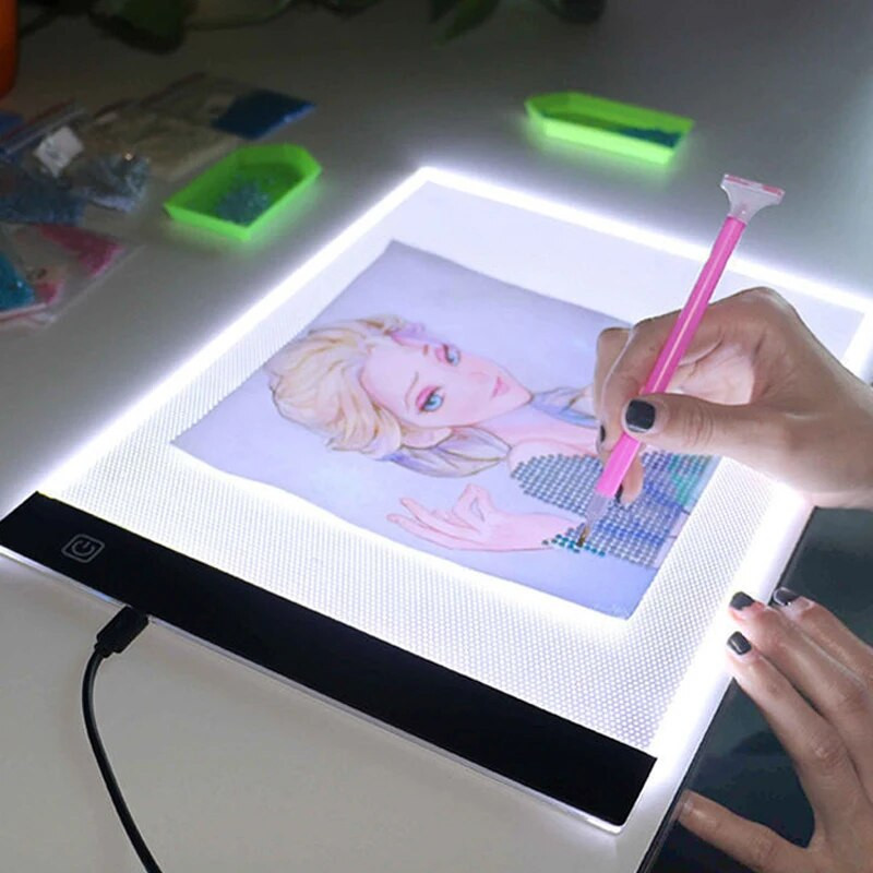 A4 LED šviesos kilimėlis deimantiniam tapybai USB maitinamas švieslentės rinkinys Skaitmeninė grafikos planšetė piešimo padėklui Art tapybos lenta