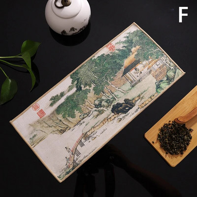 Profesionalus kinų skuduru dažytas storas arbatos rankšluostis Super sugeriantis aukščiausios klasės arbatos valymo rinkinys puodelio kilimėlio priedai