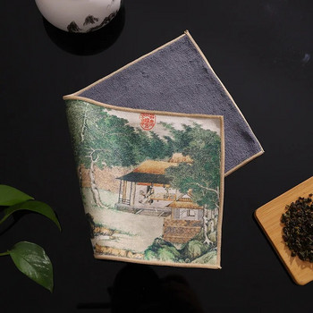 Рисувана кърпа за чай от висок клас Аксесоари за чаена церемония Водопоглъщаща кърпа за чай Удебелен велур Кадифе Салфетки за почистване Парцал