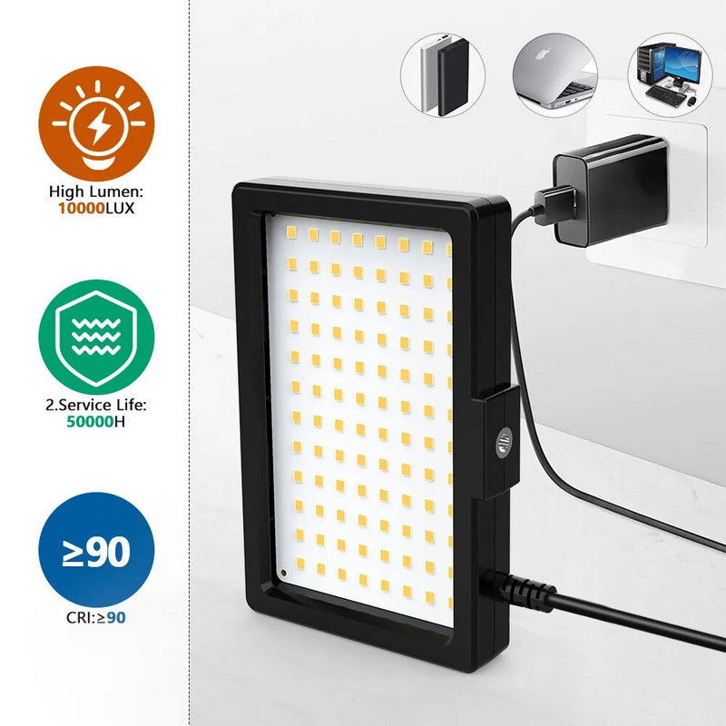 NAUJAS LED vaizdo apšvietimas fotografijos apšvietimas Mini panelinis šviestuvas 2 su trikojo USB pritemdomu dvispalviu 3200K-5600K fotosesijai