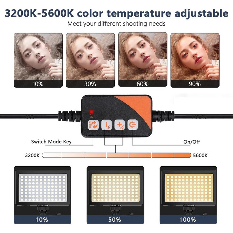 NAUJAS LED vaizdo apšvietimas fotografijos apšvietimas Mini panelinis šviestuvas 2 su trikojo USB pritemdomu dvispalviu 3200K-5600K fotosesijai