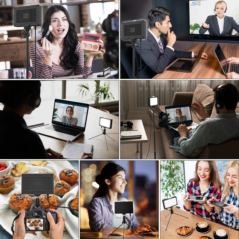 NAUJAS LED vaizdo apšvietimas fotografijos apšvietimas Mini panelinis šviestuvas 2 su trikojo USB pritemdomu dvispalviu 3200K-5600K fotosesijai