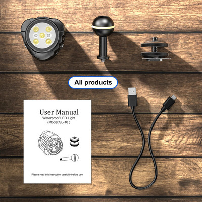 „Seafrogs“ mini lauko fotografijos apšvietimas veiksmo kamerai ir telefonui, vandeniui atsparus nardymui užpildytas LED lemputė SL-18 SL-19