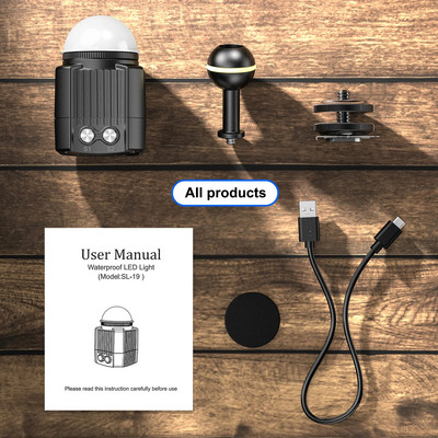 „Seafrogs“ mini lauko fotografijos apšvietimas veiksmo kamerai ir telefonui, vandeniui atsparus nardymui užpildytas LED lemputė SL-18 SL-19