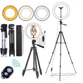 Δαχτυλίδι 10 ιντσών με Tripod Com Tripe Right Ligth Led Light Rim Τρίποδο Rong Lite Φωτισμός κυκλικό στρογγυλό δακτυλιοειδή φωτιστικό για selfie
