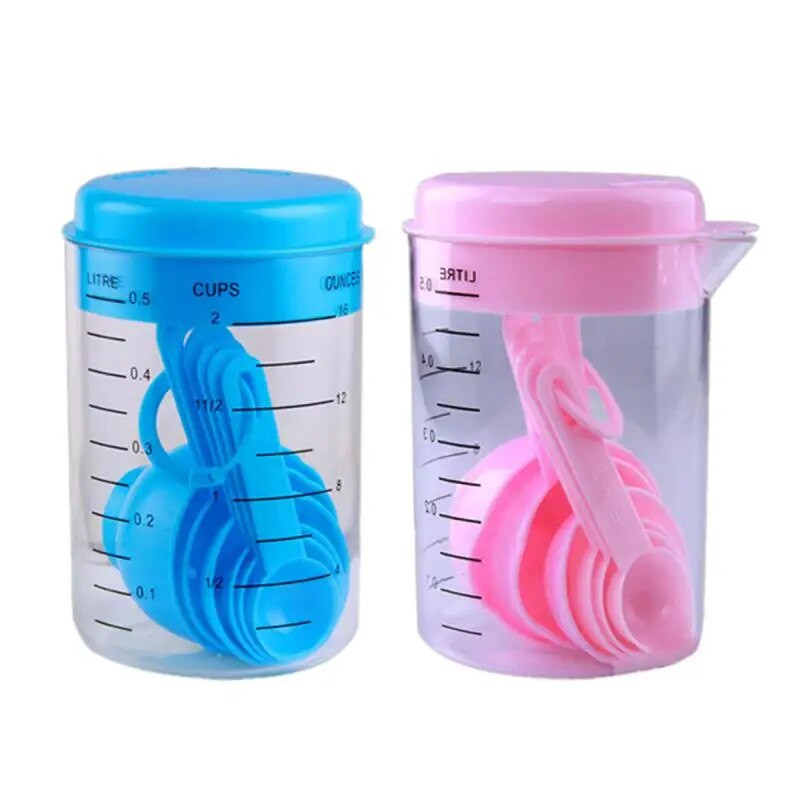 1/2/5 vnt rinkinys Plastikiniai matavimo puodeliai ir šaukštai Matavimo arbatos kavos virtuvės reikmenys kepimo įrankiams Kepimo reikmenys Virtuvės įrankiai Supakuoti