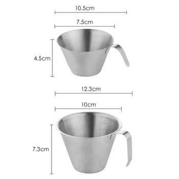 Мерителна чаша от неръждаема стомана, ергономична дръжка, кана, чаша, пяна, кана, чаша, мляко, кафе, унция, чаша, чаша, чаши, кухненски инструменти